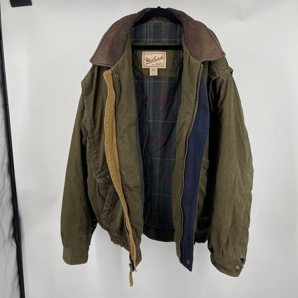 Vintage 90s Woolrich Utility Bomber Flight Jacket Men's Large Flannel Lined Rare